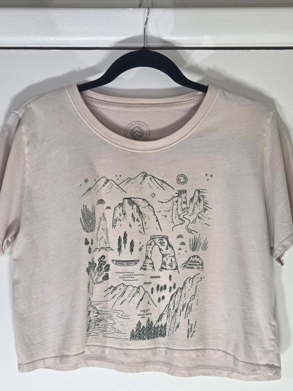 Parks Project Crop Tee Medium 100% Cotton USA Made Cream Color